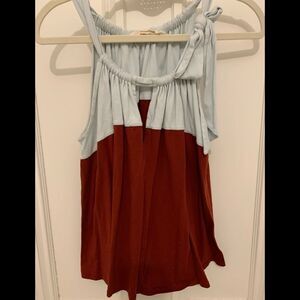 Anthro Pilcro tank turquoise and rust XS